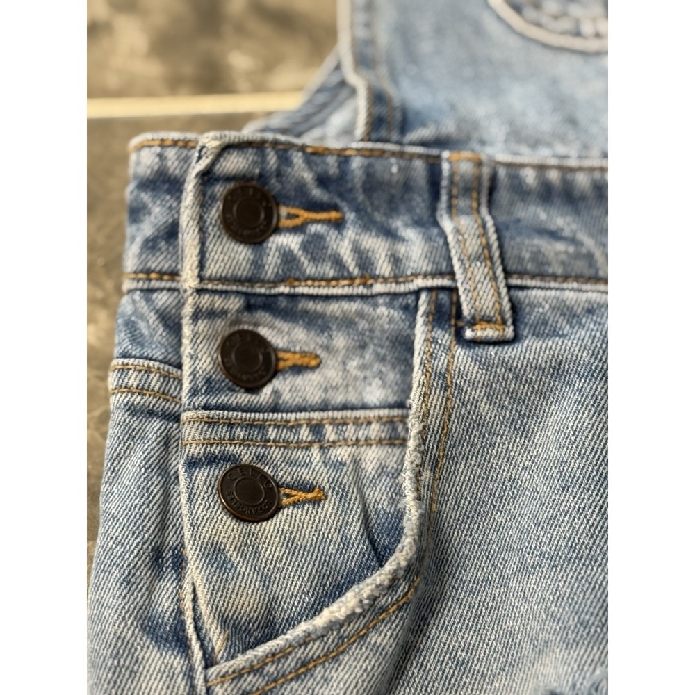 Cello Womens XS Ripped Denim Bib Overalls Light Wash Frayed Hem Distressed Jeans - Picture 9 of 15